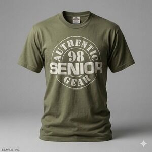 T-Shirt Mens Large Olive Green 98 Senior Gear Vintage Graduate 1998
